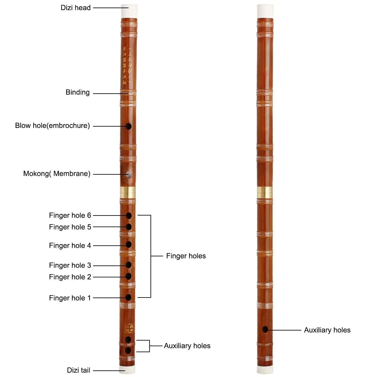 Kmise D Key Bamboo Flute Dizi Traditional Handmade Chinese Musical Instrument | 37.6 cm (14.8 in) - view 7