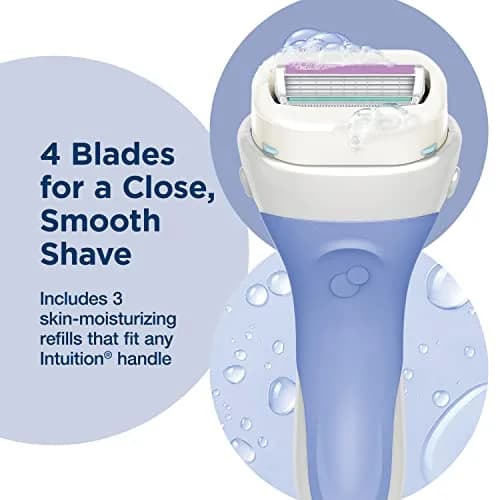 Schick Intuition Pure Nourishment Womens Razor Refills with Coconut Milk & Almond Oil, 3 Count (Pack of 1) | 4 Blades, Pivoting Head, Moisturizing Strip thumbnail 4
