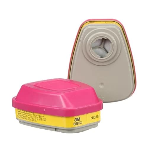 3M 60923 P100 Respirator Cartridge/Filter 2-Pack | Organic Vapor, Acid Gas & Particulate Protection — Magenta/Yellow