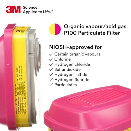 3M 60923 P100 Respirator Cartridge/Filter 2-Pack | Organic Vapor, Acid Gas & Particulate Protection thumbnail 2