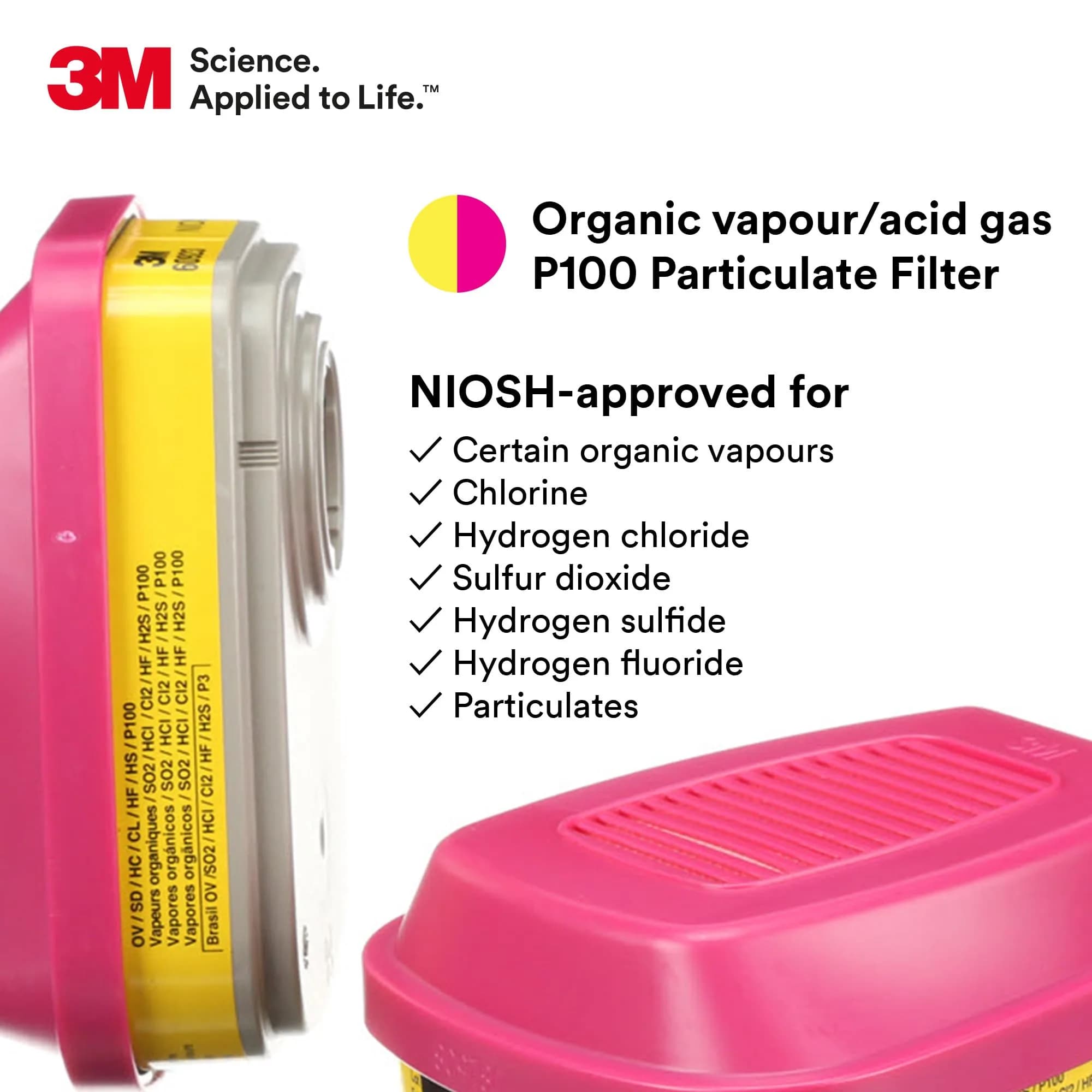 3M 60923 P100 Respirator Cartridge/Filter 2-Pack | Organic Vapor, Acid Gas & Particulate Protection - view 2
