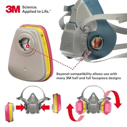 3M 60923 P100 Respirator Cartridge/Filter 2-Pack | Organic Vapor, Acid Gas & Particulate Protection thumbnail 3
