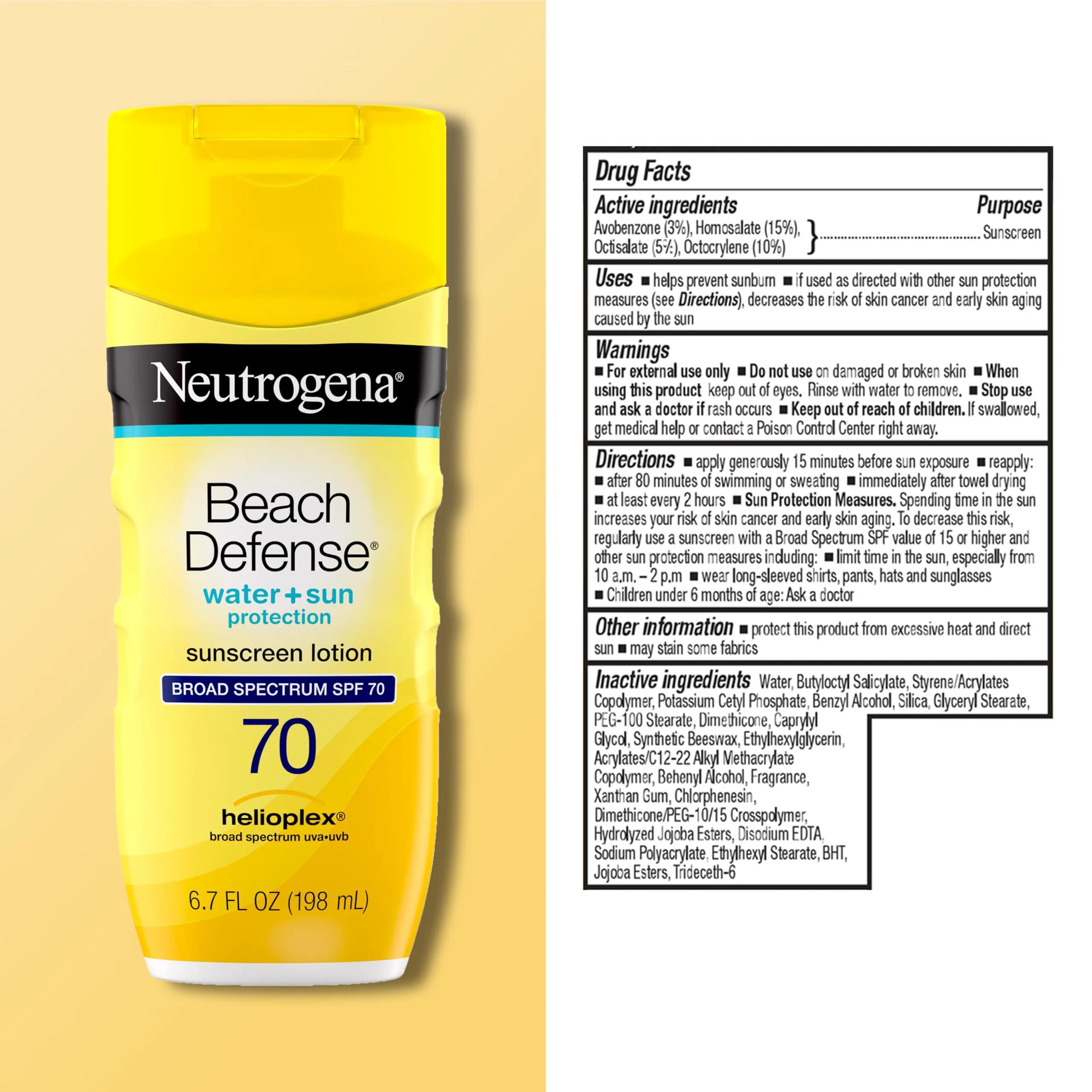 Neutrogena Beach Defense Sunscreen Lotion SPF 70 198ml (6.7 Fl Oz) | Broad Spectrum UVA/UVB Protection - view 8