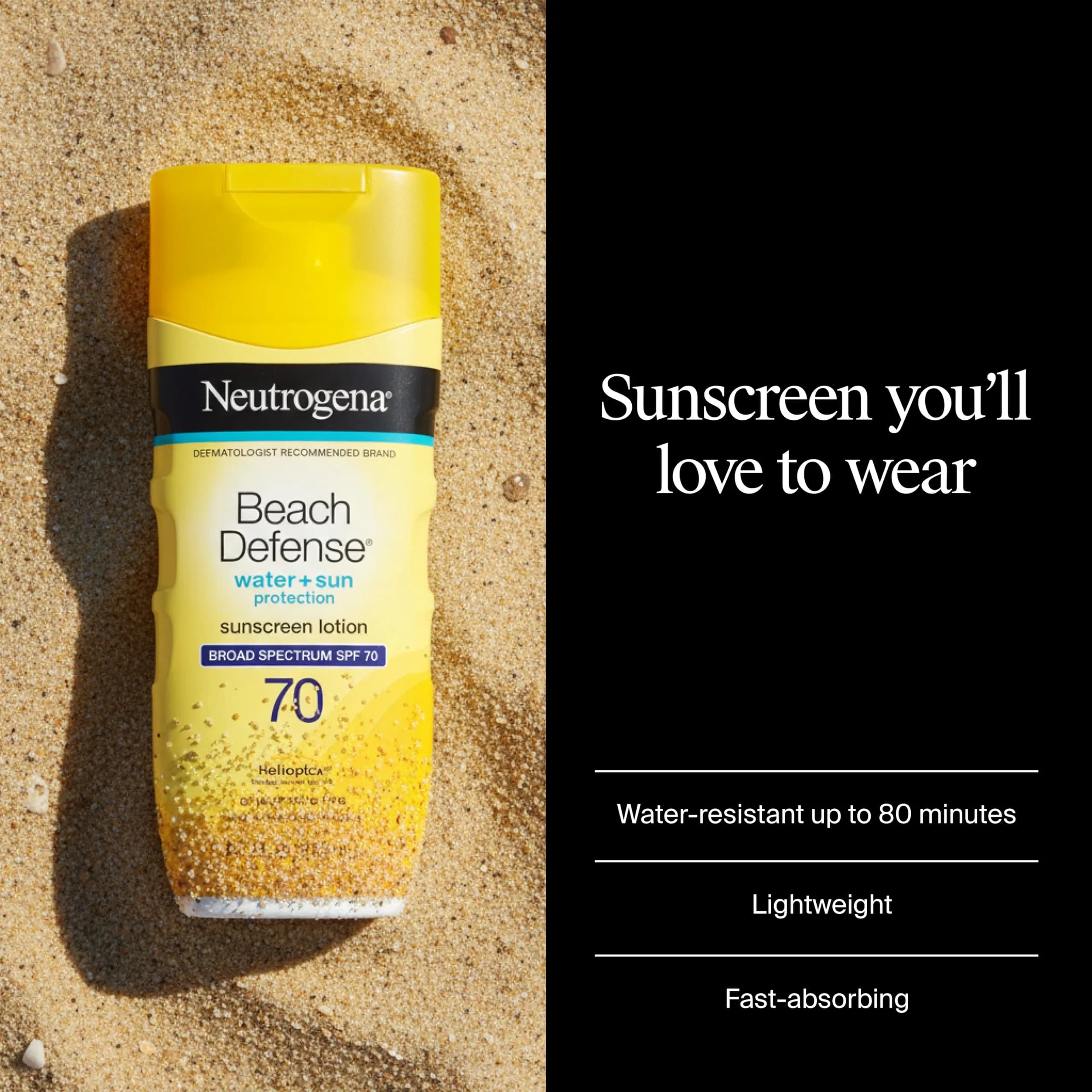 Neutrogena Beach Defense Sunscreen Lotion, SPF 70, 6.7 fl oz Bottle | Face & Body Protection - view 2