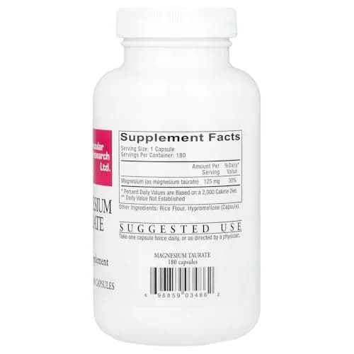 Cardiovascular Research Magnesium Taurate 125 mg Capsules (180 Count) | Vegetarian & Kosher Mineral Supplement thumbnail 2