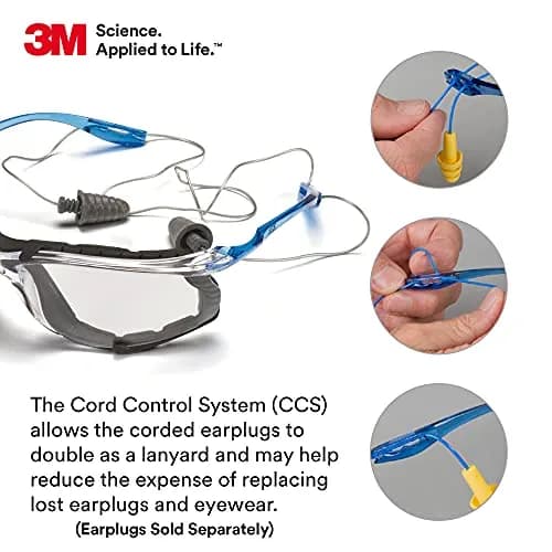 3M Virtua CCS Safety Glasses with Anti-Fog, Indoor/Outdoor Mirrored Lens, Blue Frame, Removable Foam Gasket, Pack of 1 | ANSI Z87 Certified thumbnail 4