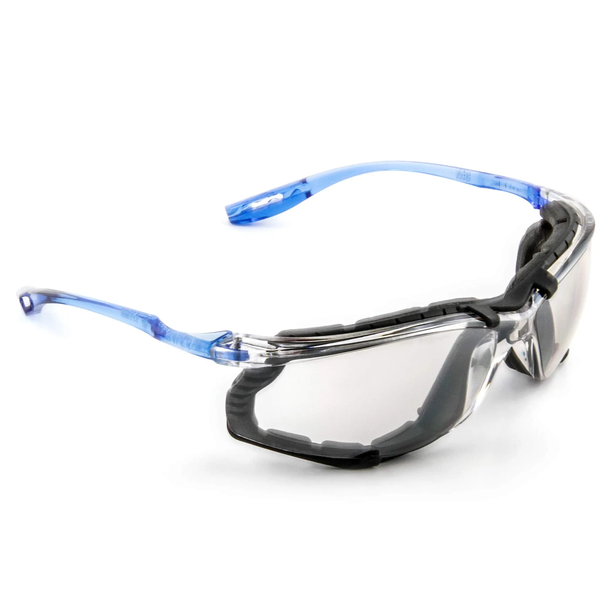 3M Virtua CCS Safety Glasses with Anti-Fog, Indoor/Outdoor Mirrored Lens, Blue Frame, Removable Foam Gasket, Pack of 1 | ANSI Z87 Certified