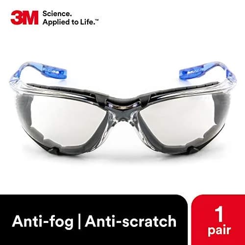 3M Virtua CCS Safety Glasses with Anti-Fog, Indoor/Outdoor Mirrored Lens, Blue Frame, Removable Foam Gasket, Pack of 1 | ANSI Z87 Certified thumbnail 3