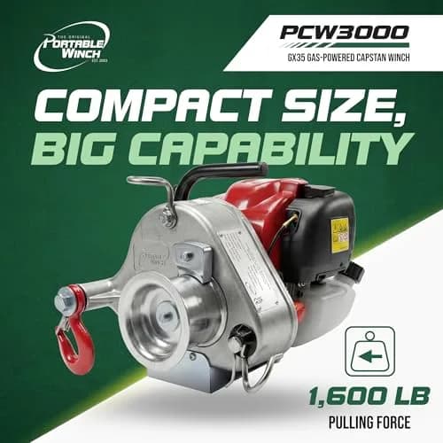 Portable Winch Gas/Battery Capstan Power Rigging Tool for Heavy Pulling | 1600 lb Force, Compact & Rugged thumbnail 2