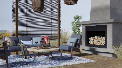 Mad Mats Outdoor Rug, Reversible Plastic Mat for Patio, Porch, Deck, Kitchen & Bath, Garland, 4' x 6', Blue White | Fade-Proof & Stain-Resistant thumbnail 7
