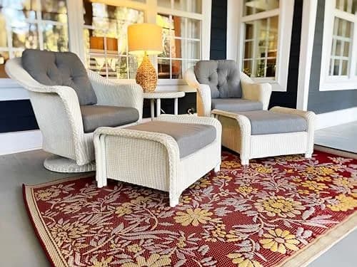 Mad Mats Outdoor Rug, Reversible Plastic Mat for Patio, Porch, Deck, Kitchen & Bath, Wild Flower, 6' x 9' (1.83m x 2.74m) | Fadeproof & Stainproof thumbnail 3
