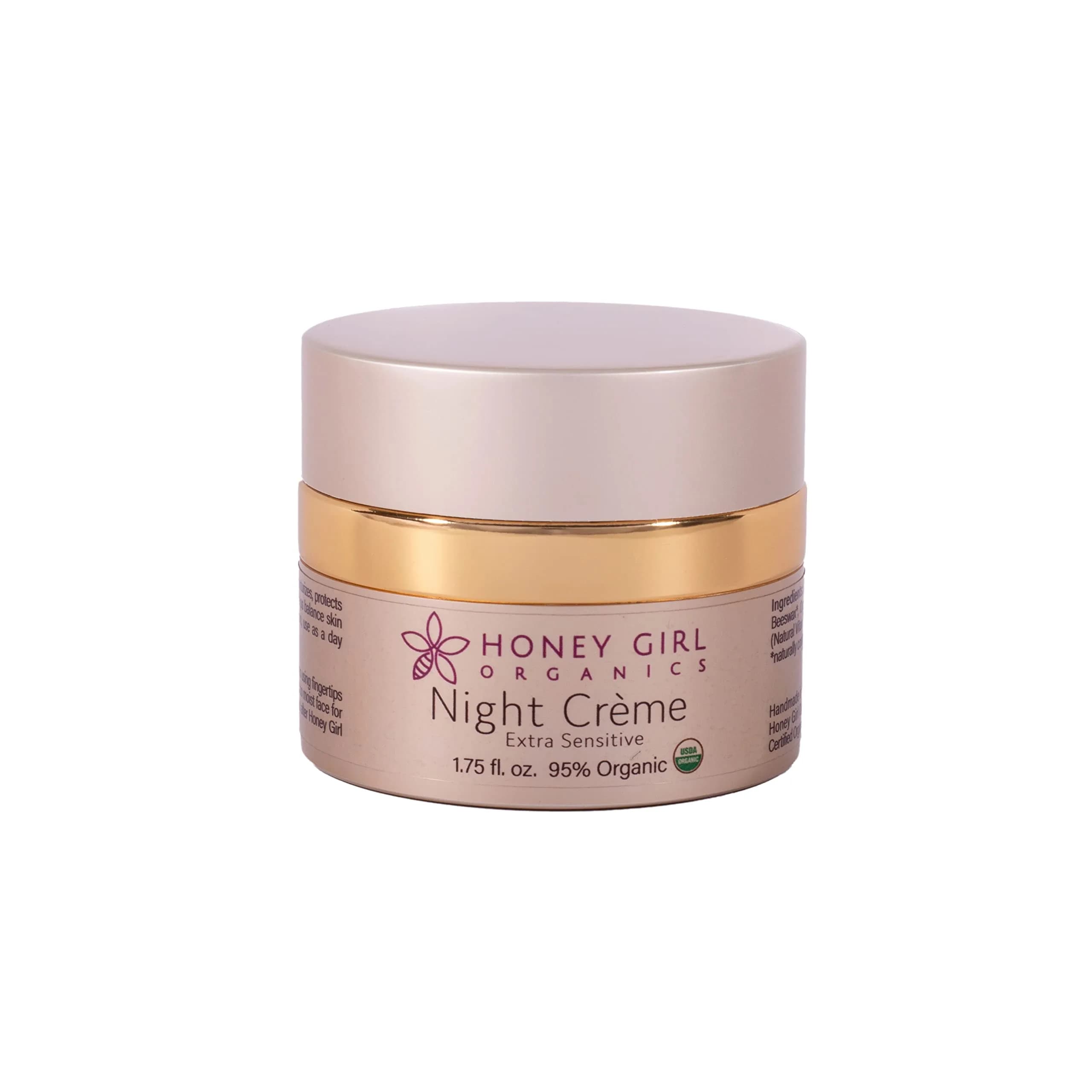 Honey Girl Organics Night Creme Extra Sensitive 1.75oz | Organic Honey Face Moisturizer for Sensitive Skin — Extra Sensitive