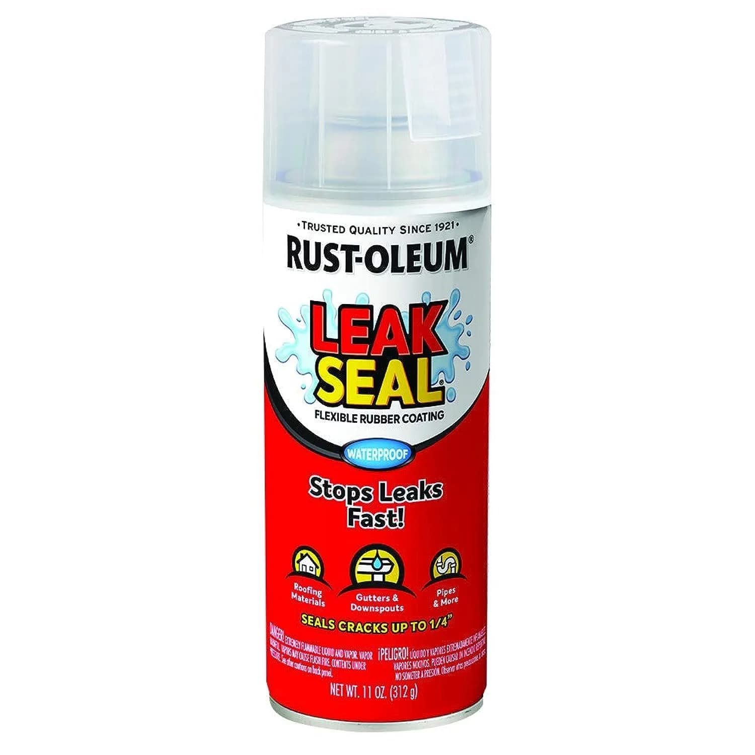 Rust-Oleum LeakSeal Black Rubber Coating Spray 24 fl oz (710 ml) | Seals Leaks & Cracks — Clear / 11 fl oz