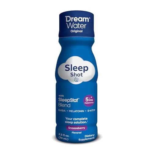 Dream Water Sleep Aid Supplement Drink; Melatonin 5mg, GABA, 5-HTP; Zero Sugar, Natural Flavors, No Added Colors, 2.5 oz Liquid Sleep Shots, Snoozeberry, 4-Count | Supports restful sleep thumbnail 4