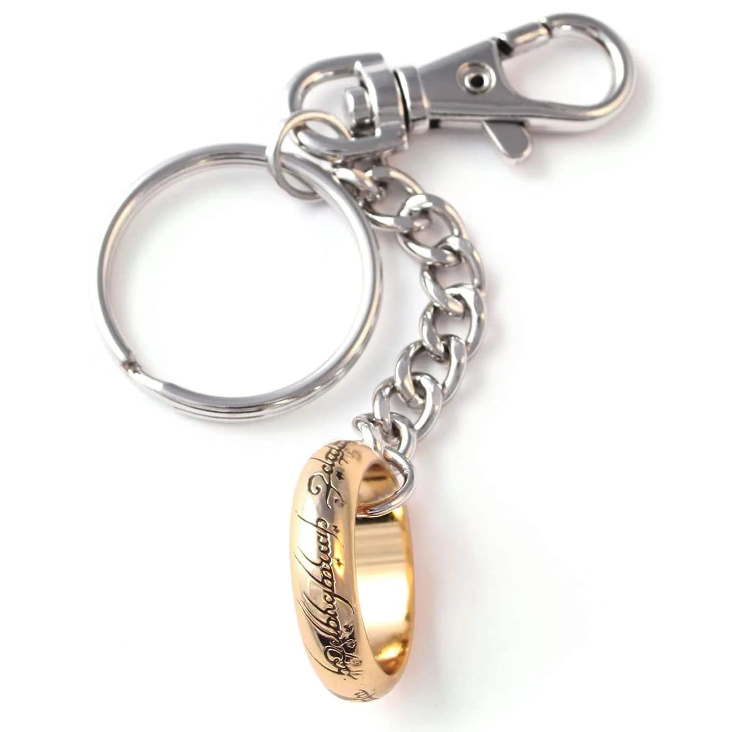 The Noble Collection Lord of the Rings - The One Ring Key Chain | Die Cast Metal, Silver, Unisex
