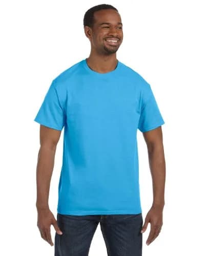 Hanes TAGLESS® T-Shirt | Crew Neck, Short Sleeve, Cotton, Regular Fit (6.1 oz, Aquatic Blue) thumbnail 2