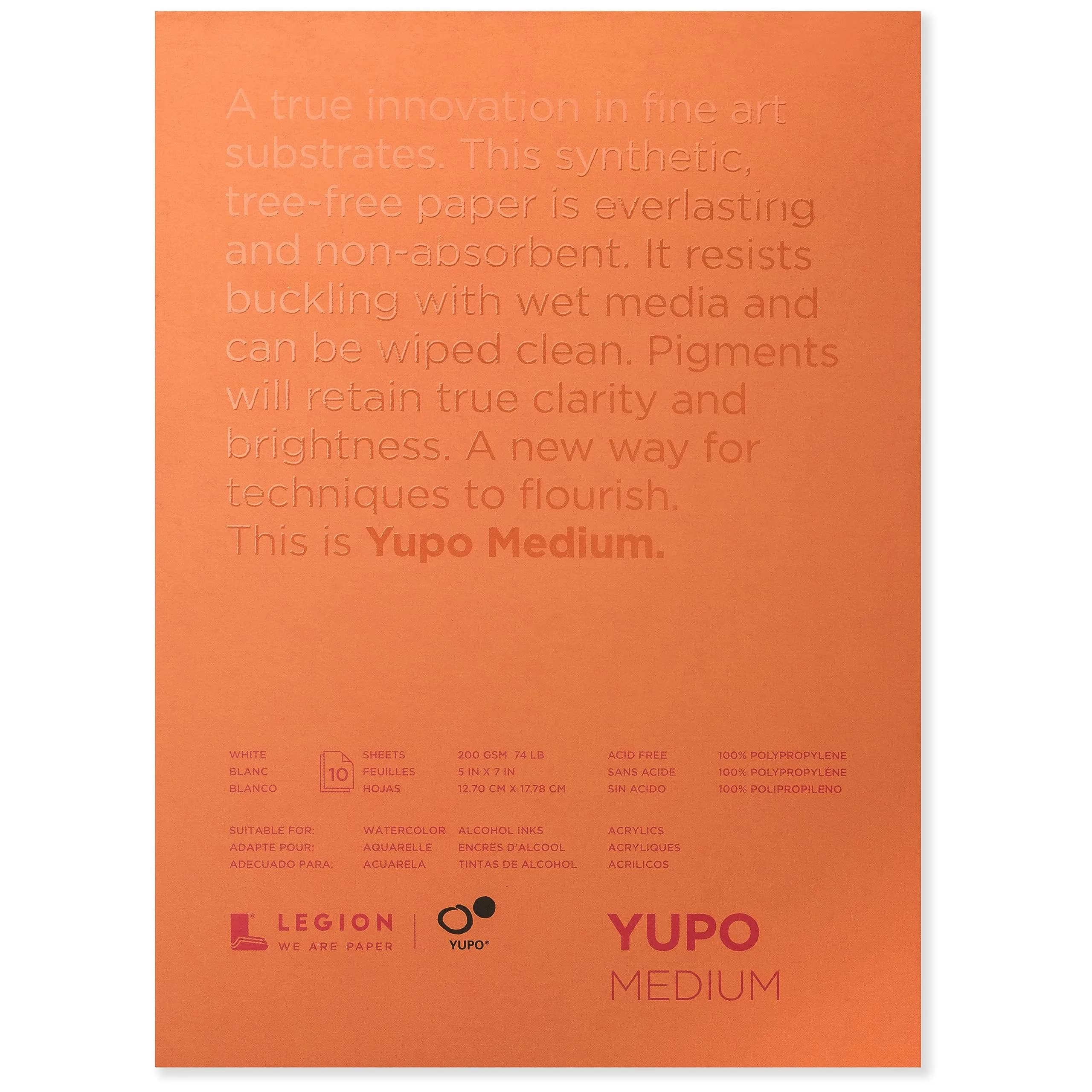 Legion Yupo Synthetic Paper Pad 5" x 7" (12.7 x 17.8 cm) | 10 Sheets Bright White - main product image