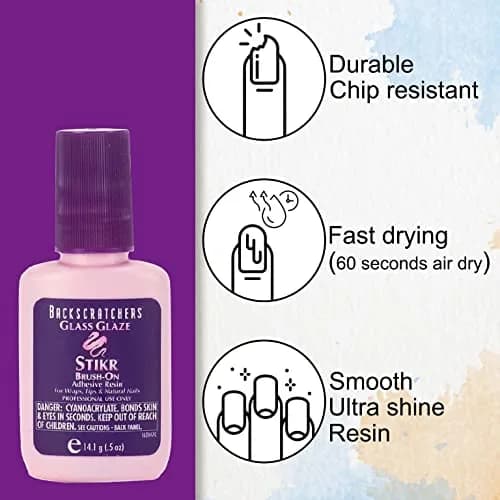 BACKSCRATCHERS Backscratchers Extreme Glass Glaze Stikr Brush-On 0.5 Fl Oz | Fast Dry Nail Adhesive with UV Protection thumbnail 4