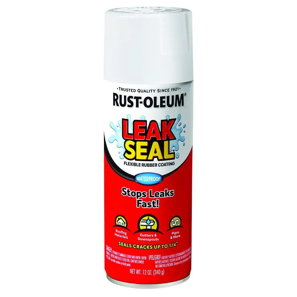 Rust-Oleum LeakSeal White Flexible Rubber Coating Spray 355ml (12 fl oz) | Waterproof Sealant for Leaks & Cracks - main product image