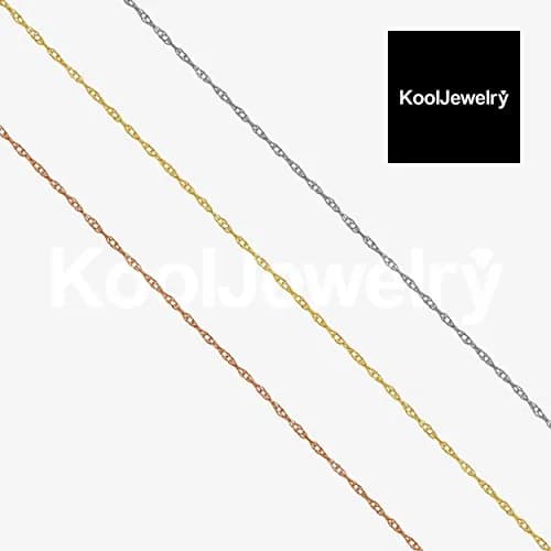 Kooljewelry 10k White Gold Rope Chain Necklace 45cm (18 Inches) | Elegant Dainty Everyday Style thumbnail 4