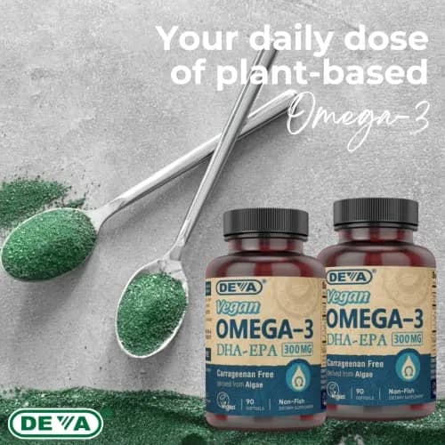 DEVA Vegan Omega-3 DHA-EPA 300 mg Algae Oil Softgels 90 Count | Certified Vegan, Carrageenan-Free thumbnail 6