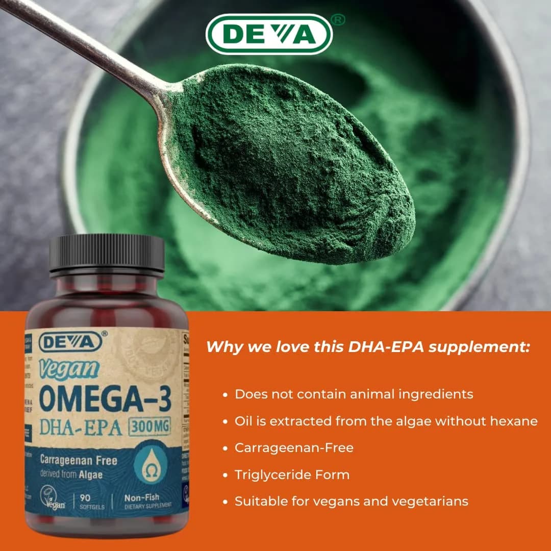 DEVA Vegan Omega-3 DHA-EPA 300 mg Algae Oil Softgels 90 Count | Certified Vegan, Carrageenan-Free - view 8