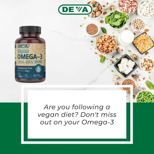 DEVA Vegan Omega-3 DHA-EPA 300 mg Algae Oil Softgels 90 Count | Certified Vegan, Carrageenan-Free thumbnail 9