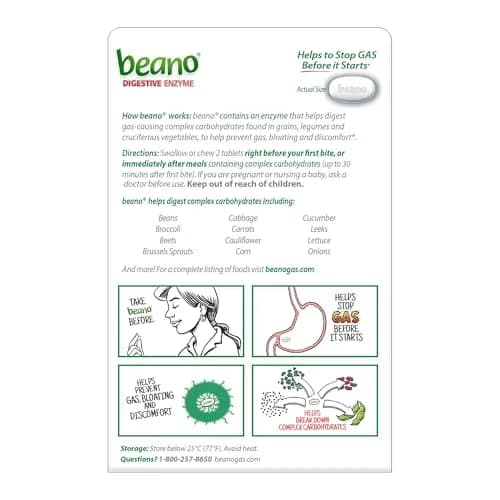 Beano Digestive Enzyme Tablets 100 Count | Helps Prevent Gas & Bloating thumbnail 7