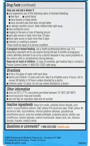 Ecotrin Low Strength Aspirin 81mg | Heart & Stomach Safe, 365 Tablets thumbnail 5