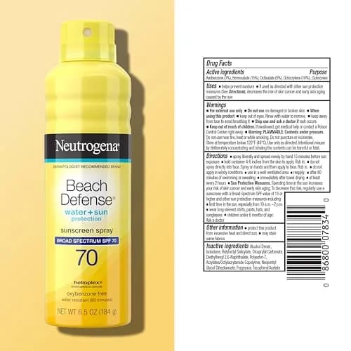 Neutrogena Beach Defense Sunscreen Spray SPF 70 184ml (6.5 oz) | Broad Spectrum UVA/UVB Protection thumbnail 8