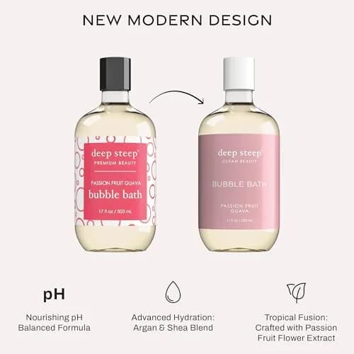 Deep Steep Bubble Bath, Passionfruit Guava, 17oz | Hypoallergenic, Moisturizing & Aromatherapy thumbnail 3
