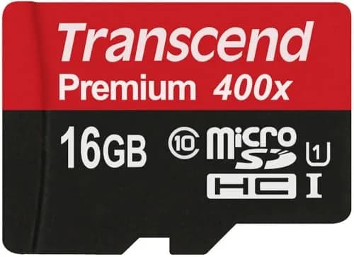 Transcend 16GB MicroSDHC Class10 UHS-1 Memory Card with Adapter 16 GB | Up to 90 MB/s, Full HD Video Support, Compatible with microSDXC/HC/SD thumbnail 1