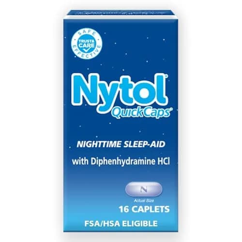Nytol Nighttime Sleep-Aid Caplets 16 Count | Fast-Acting Diphenhydramine HCl Sleep Support thumbnail 1