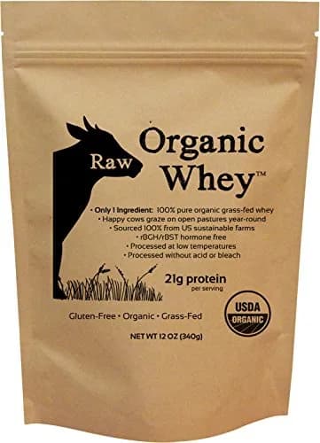 Raw Organic Whey Protein Powder, Grass Fed, Unflavored | 12 oz | 100% USDA Organic, No Fillers, Made in USA thumbnail 1