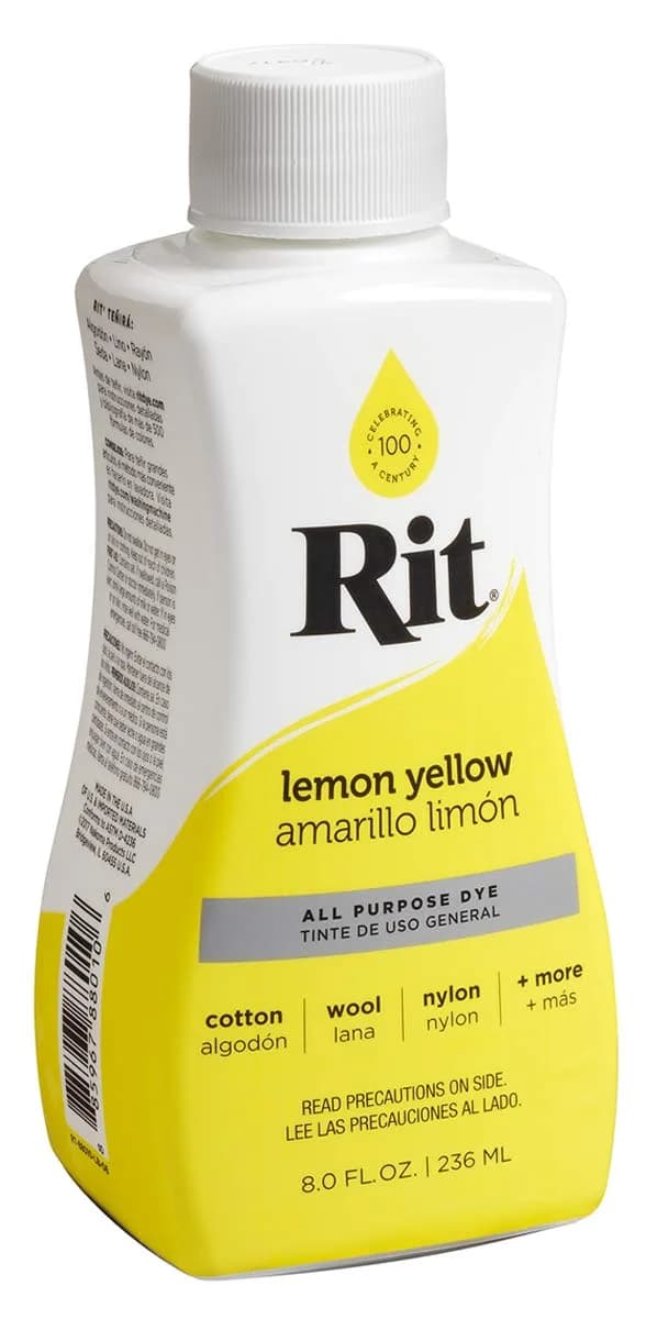 Rit Liquid Fabric Dye - Bright Lemon Yellow Colour for All Natural & Synthetic Fibers (237ml) - main product image