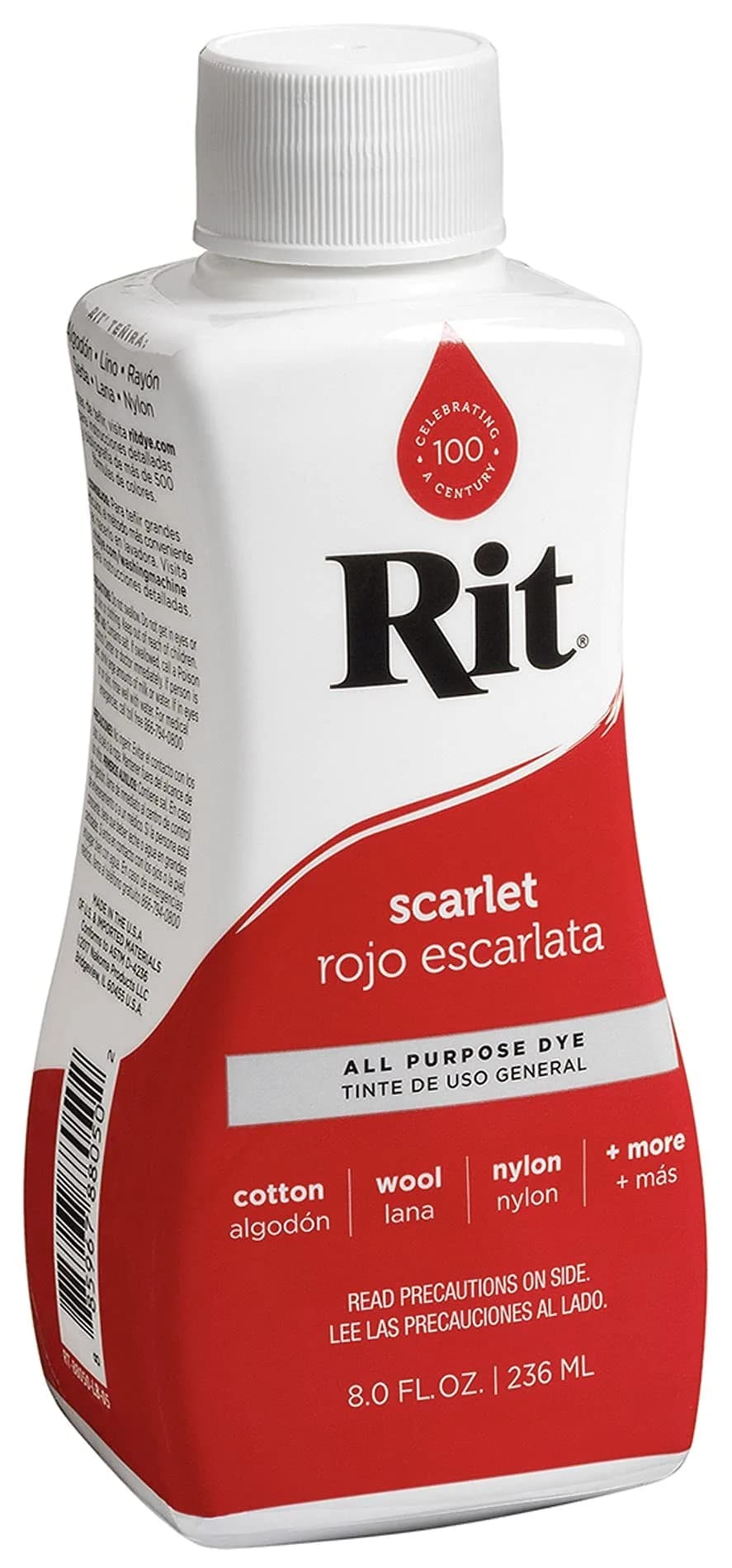 Rit Liquid Fabric Dye, Scarlet - 237ml (8 Fl Oz) for Cotton, Linen, Silk, Wool, Rayon, Nylon - view 2