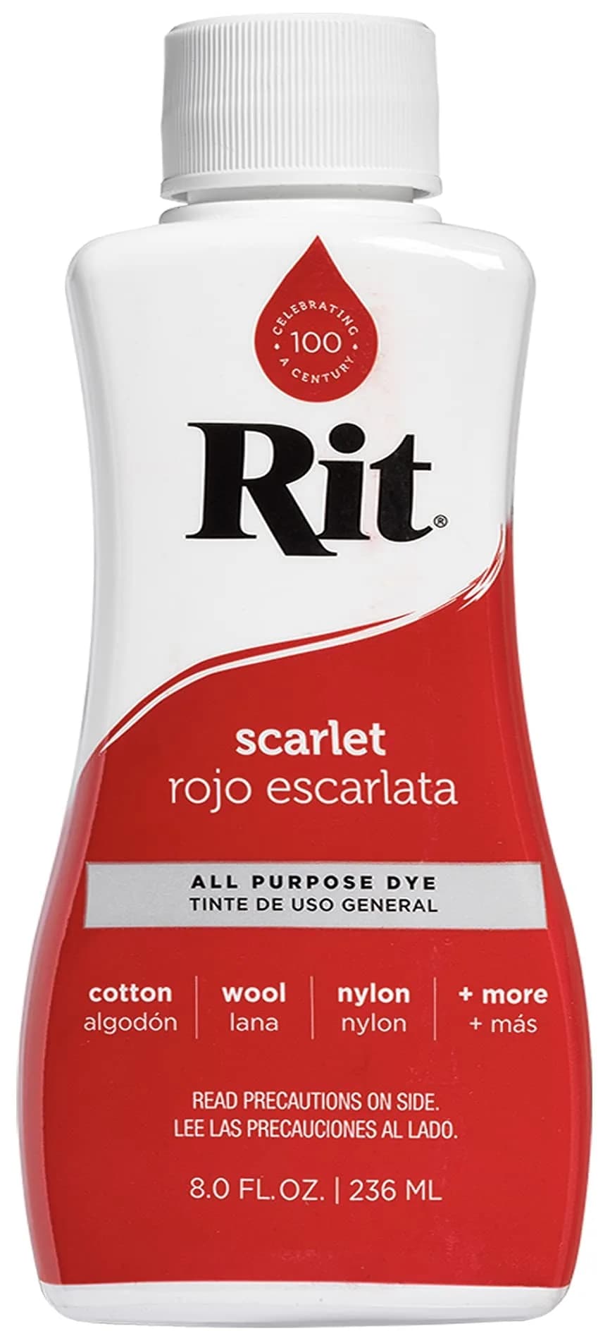 Rit Liquid Fabric Dye, Scarlet - 237ml (8 Fl Oz) for Cotton, Linen, Silk, Wool, Rayon, Nylon - main product image
