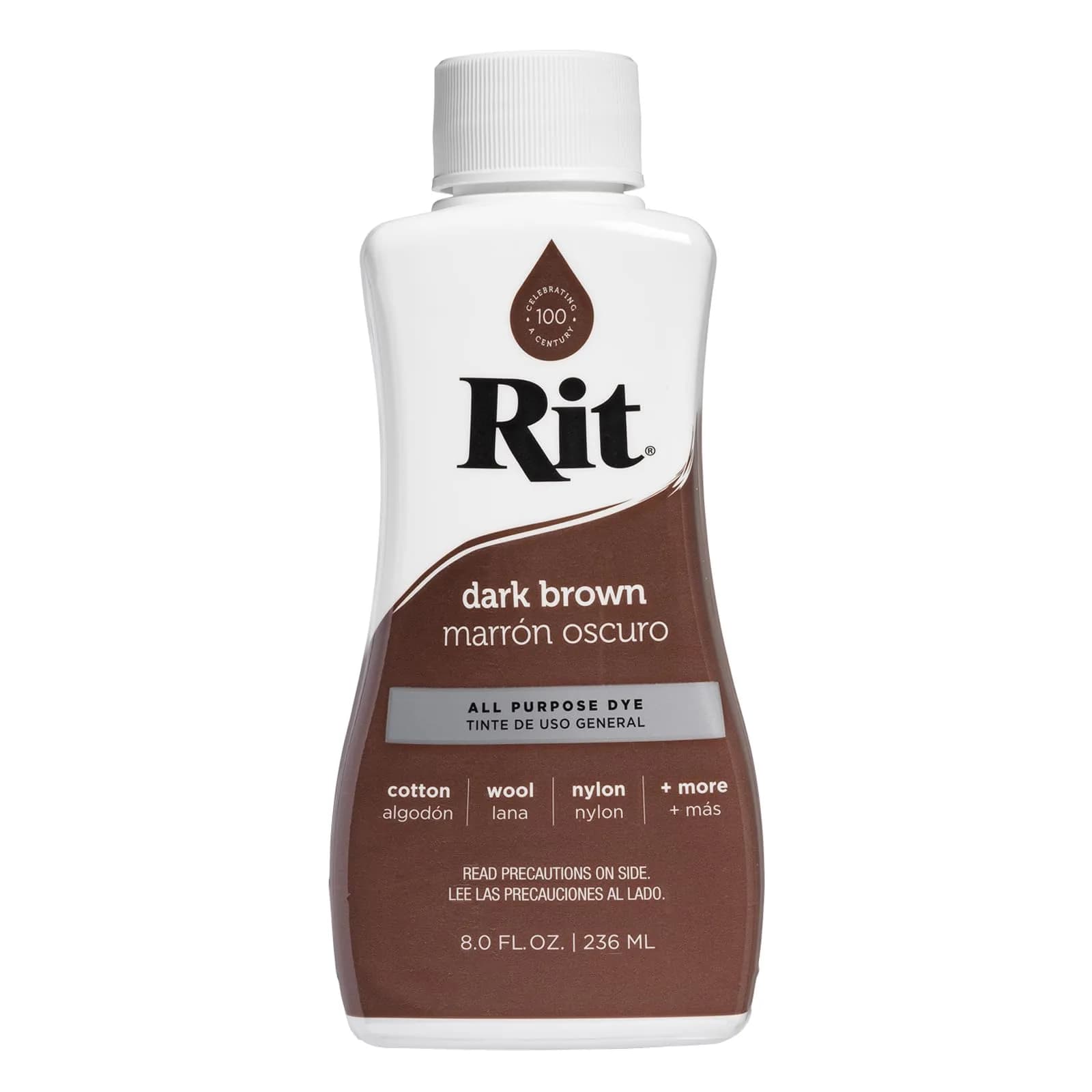 Rit All-Purpose Liquid Fabric Dye, Dark Brown 237ml (8 Fl Oz) - Concentrated Formula for Cotton, Linen, Silk, Wool, Rayon, Nylon - main product image