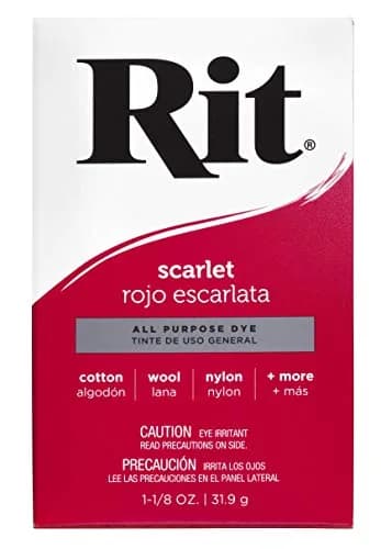 Rit Powder Fabric Dye Scarlet 1.125 oz (32g) | Vibrant Red Dye for Cotton, Linen, Silk, Wool, Nylon thumbnail 1