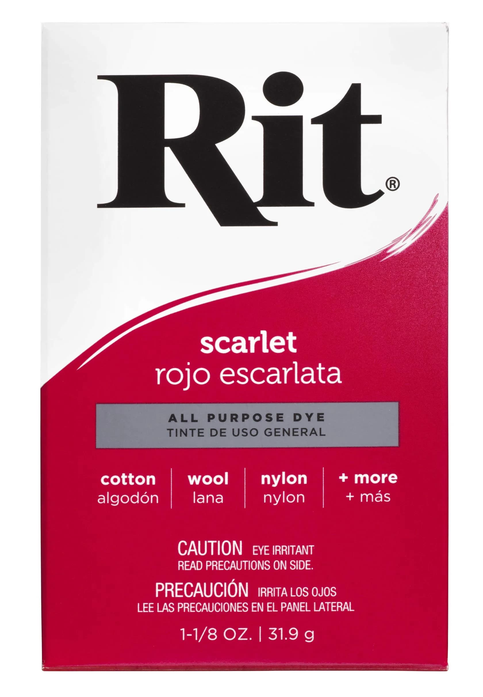 Rit Powder Fabric Dye Scarlet 1.125 oz (32g) | Vibrant Red Dye for Cotton, Linen, Silk, Wool, Nylon - main product image