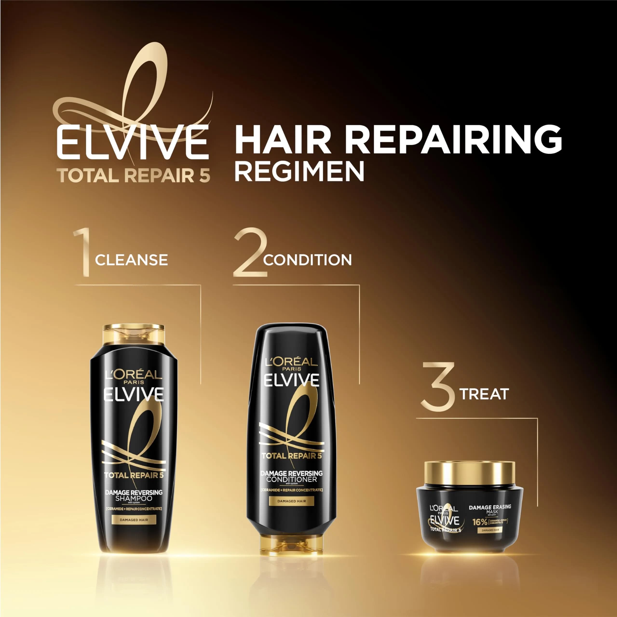 L'Oreal Paris Elvive Total Repair 5 Damage Erasing Balm Mask 250ml (8.5 fl oz) | Intensive Hair Repair Treatment - view 8