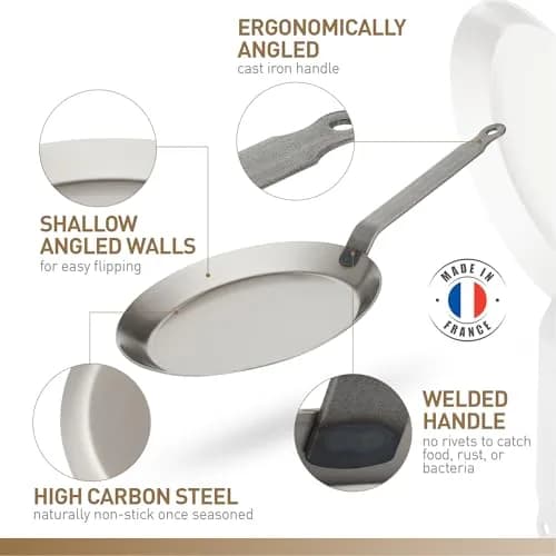 Matfer Bourgeat Black Carbon Steel Crêpe Pan 23.5 cm (9 1/4") | Made in France thumbnail 7