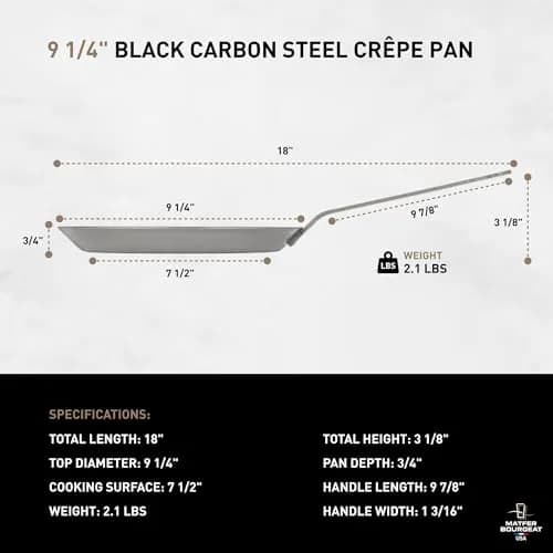 Matfer Bourgeat Black Carbon Steel Crêpe Pan 23.5 cm (9 1/4") | Made in France thumbnail 2
