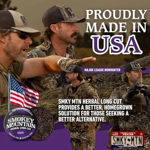 Smokey Mountain Herbal Long Cut Grape, 5 Can Box | Tobacco-Free Nicotine-Free Herbal Snuff thumbnail 7