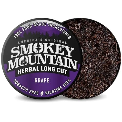 Smokey Mountain Herbal Long Cut Grape, 5 Can Box | Tobacco-Free Nicotine-Free Herbal Snuff thumbnail 2