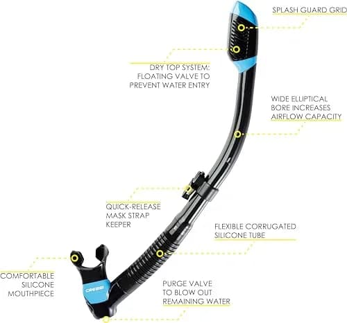 Cressi Supernova Dry Snorkel | Dry Top, Hypoallergenic Silicone, Adult Unisex thumbnail 2