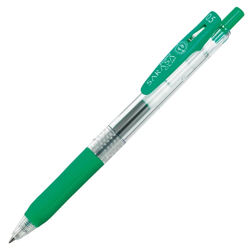 ゼブラ(ZEBRA) Sarasa Clip B-JJ15-G Gel Ballpoint Pen 0.5mm | Green Ink, 10 Pieces, Water-Resistant — Green 10pcs