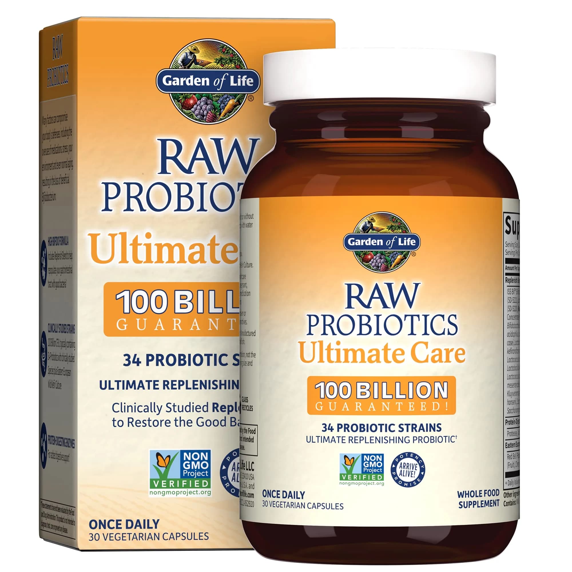 Garden of Life Raw Probiotics Ultimate Care 30 Vegetarian Capsules | 100 Billion CFU Probiotic for Gut Health - main product image