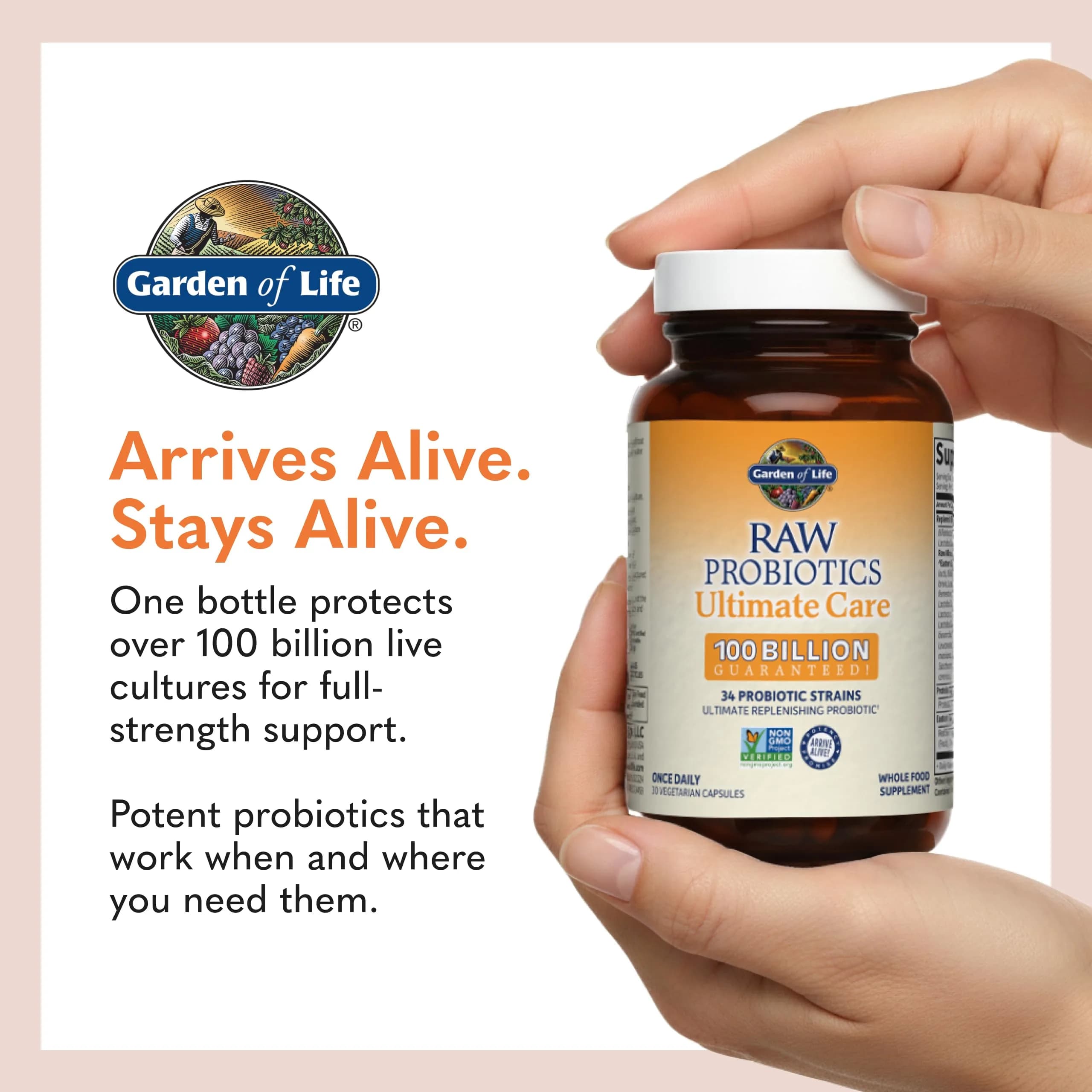 Garden of Life Raw Probiotics Ultimate Care 30 Vegetarian Capsules | 100 Billion CFU Probiotic for Gut Health - view 7