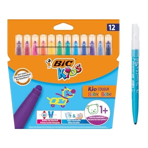 BIC Kids Kid Couleur Baby Colouring Pens 12 Pack | Ultra-Washable, Vibrant & Safe for 1+ thumbnail 1